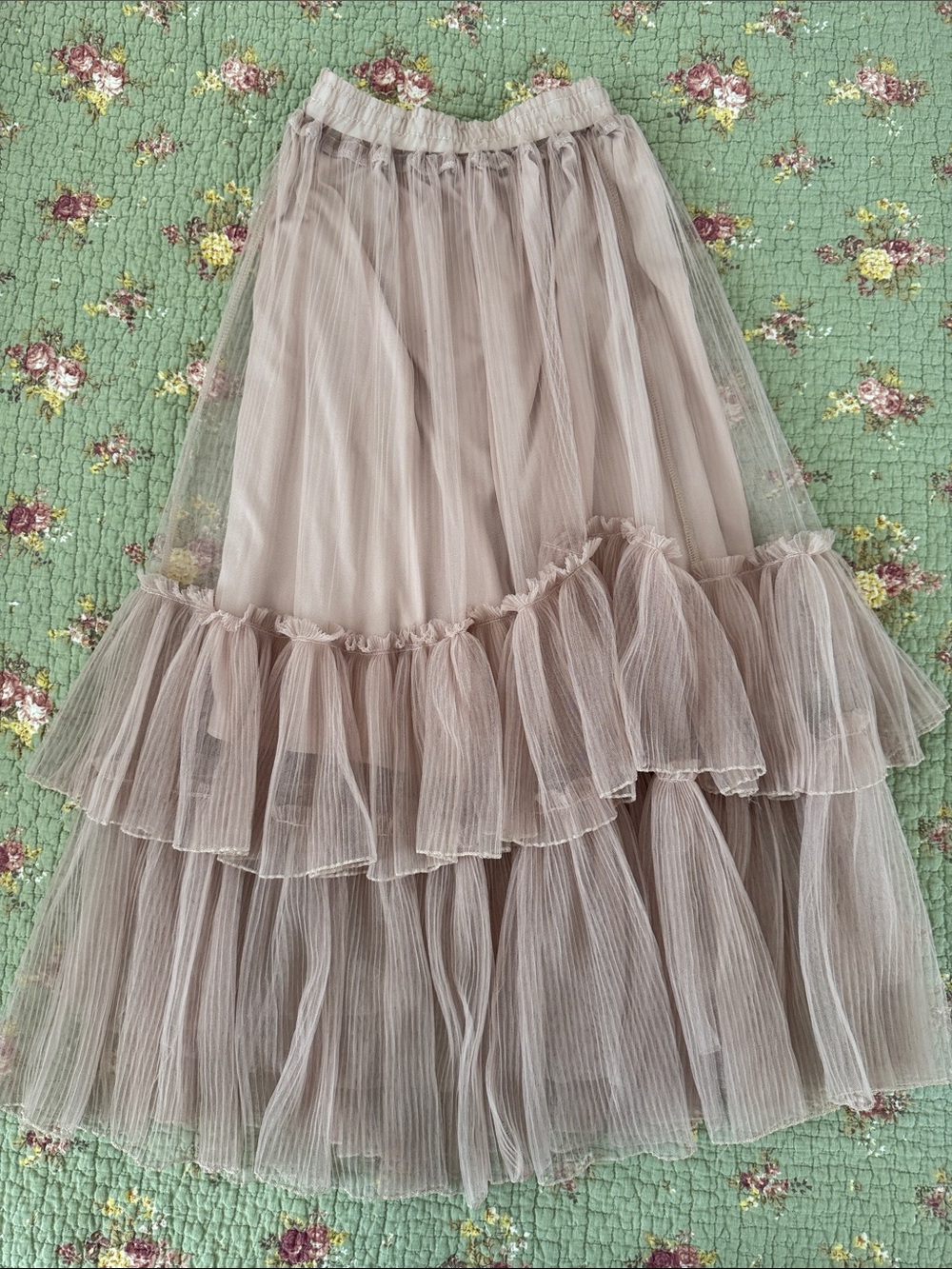 Balletcore Sheer Layered Tulle Skirt in Pale Pink